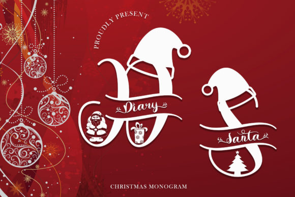 Diary Santa Monogram: A Whimsical Script Font for Thoughtful Editorial Design
